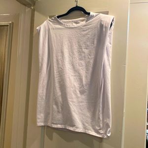 White tank with shoulder pads